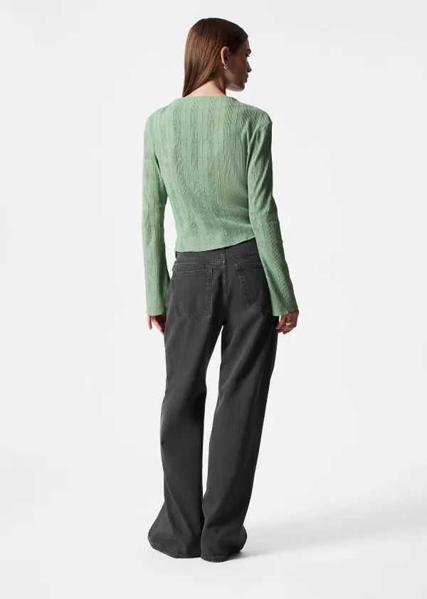 Women Tops and Tshirts and Other Stories BoatNeck FlaredSleeve Top Green