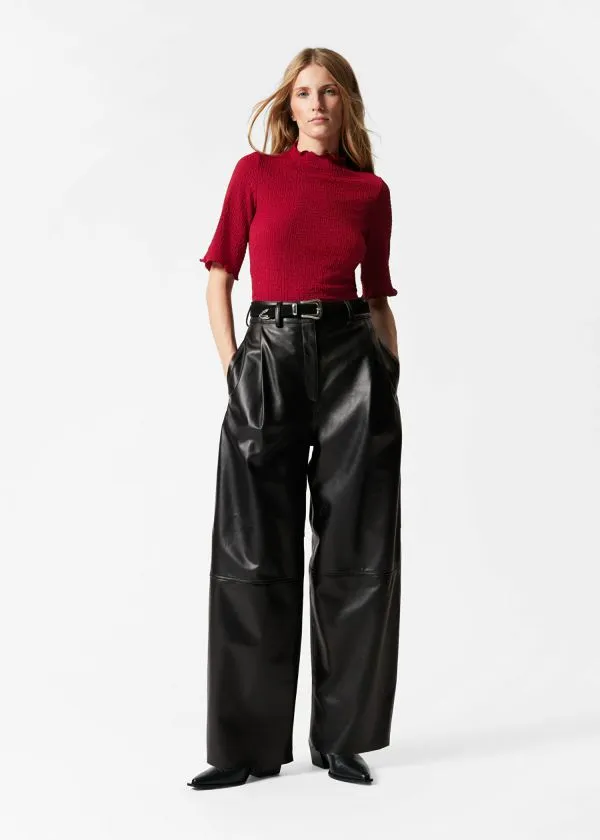 Women Tops and Tshirts and Other Stories Crinkled LettuceEdge Top Red