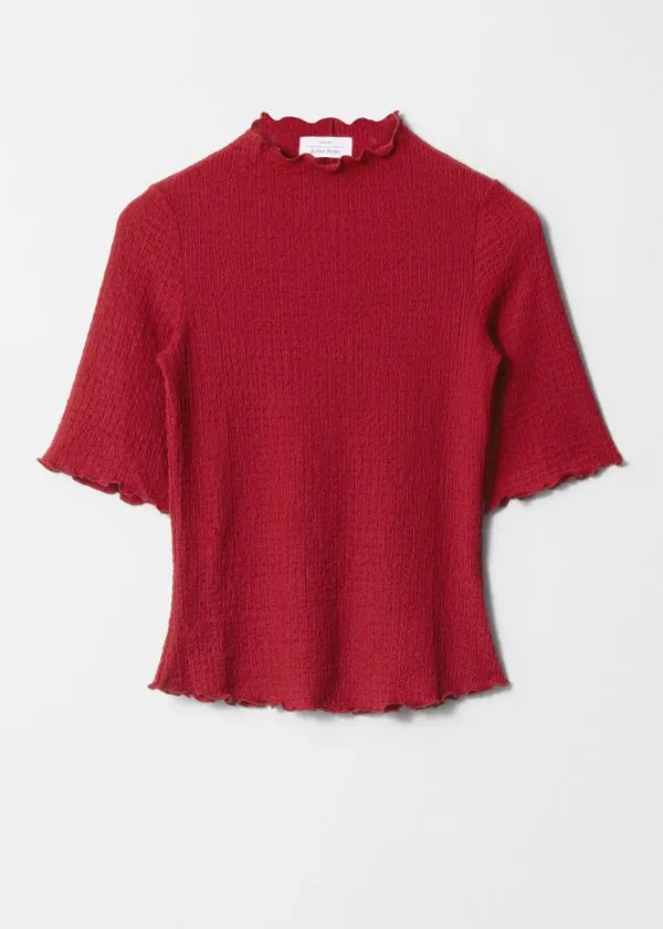 Women Tops and Tshirts and Other Stories Crinkled LettuceEdge Top Red