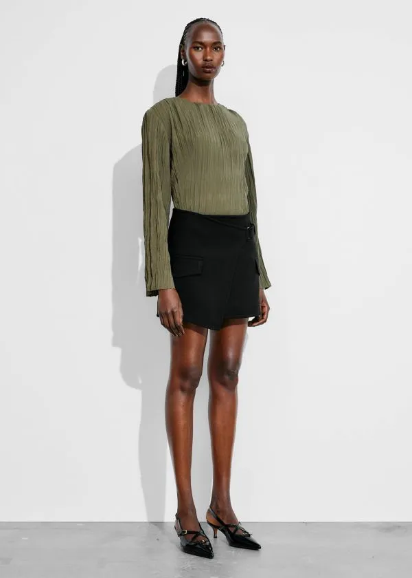 Women Tops and Tshirts and Other Stories Crinkled Top Khaki