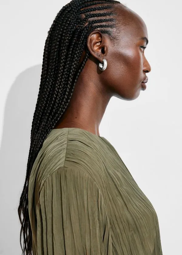 Women Tops and Tshirts and Other Stories Crinkled Top Khaki