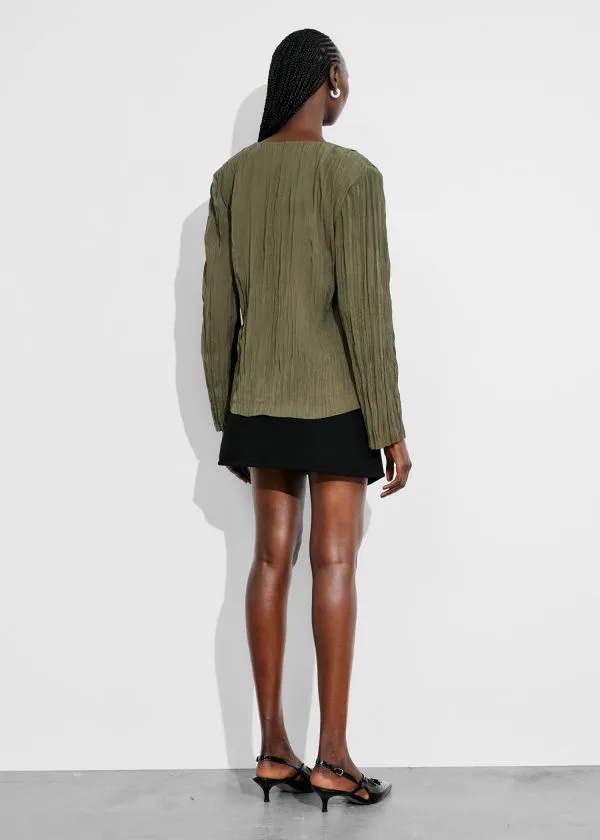 Women Tops and Tshirts and Other Stories Crinkled Top Khaki
