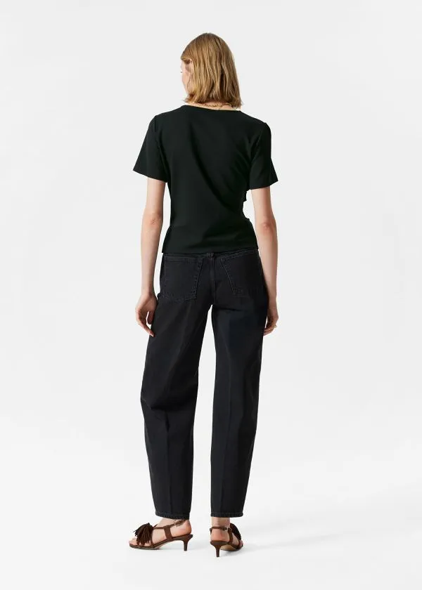 Women Tops and Tshirts and Other Stories Draped Asymmetric Tshirt Black