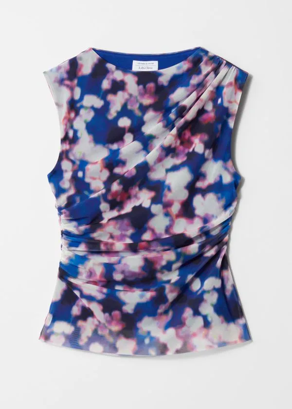 Women Tops and Tshirts and Other Stories Draped Top Blue Pattern