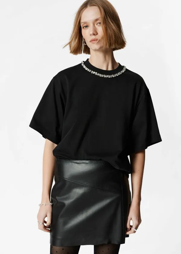 Women Tops and Tshirts and Other Stories Embellished TShirt Black