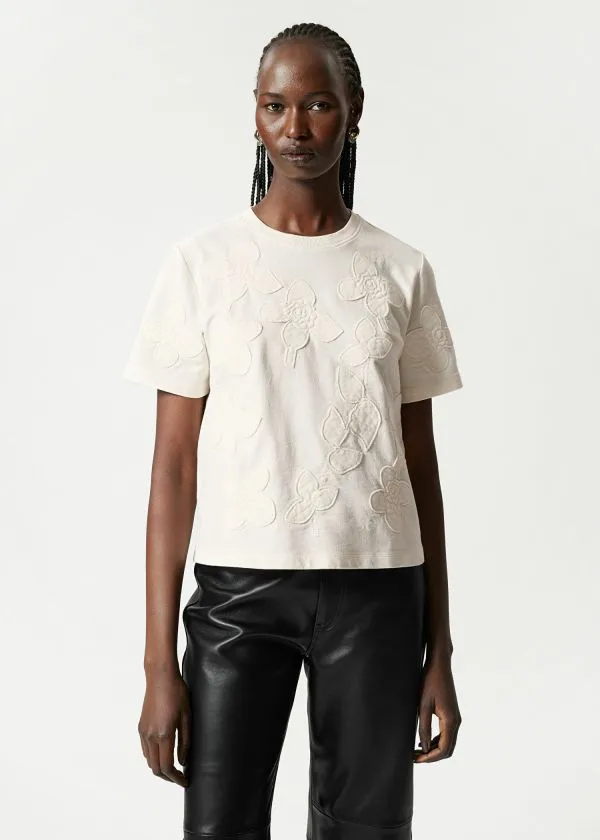Women Tops and Tshirts and Other Stories FloralAppliqu TShirt White