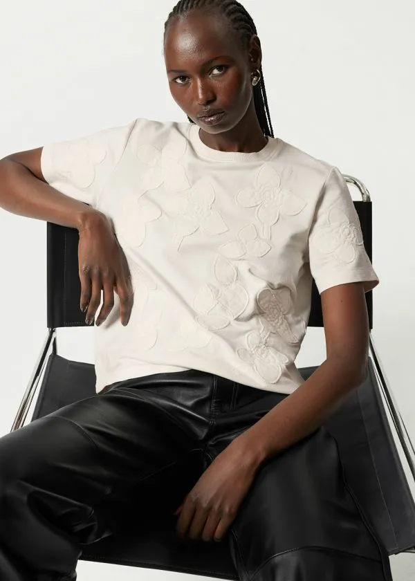 Women Tops and Tshirts and Other Stories FloralAppliqu TShirt White