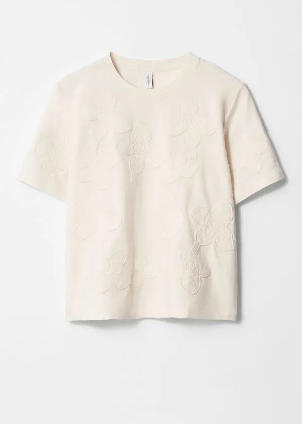Women Tops and Tshirts and Other Stories FloralAppliqu TShirt White