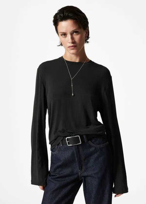 Women Tops and Tshirts and Other Stories LongSleeve Jersey Top Black