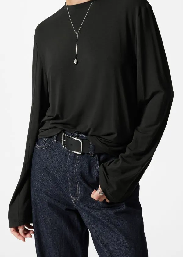 Women Tops and Tshirts and Other Stories LongSleeve Jersey Top Black