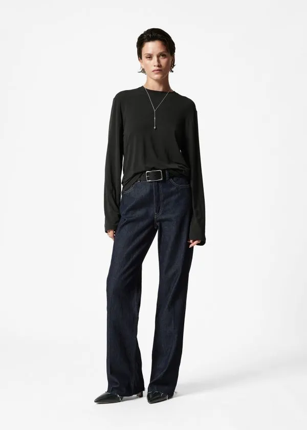 Women Tops and Tshirts and Other Stories LongSleeve Jersey Top Black