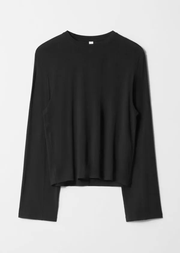 Women Tops and Tshirts and Other Stories LongSleeve Jersey Top Black