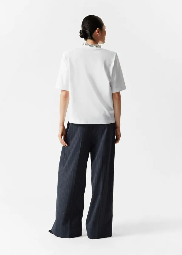 Women Tops and Tshirts and Other Stories PaddedShoulder Cotton TShirt White