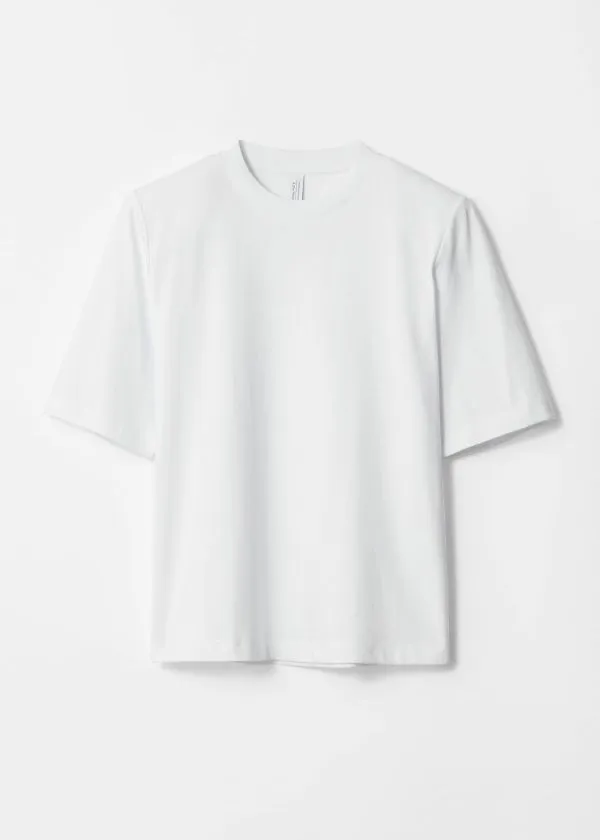 Women Tops and Tshirts and Other Stories PaddedShoulder Cotton TShirt White