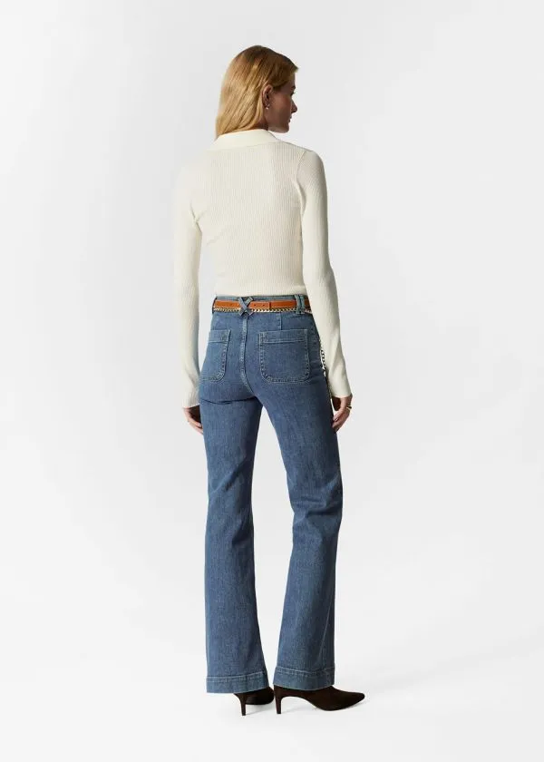 Women Tops and Tshirts and Other Stories Ribbed Polo Top Ivory
