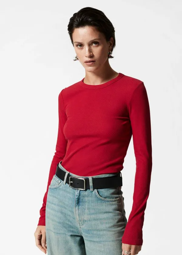 Women Tops and Tshirts and Other Stories Ribbed Top Red