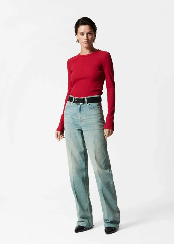 Women Tops and Tshirts and Other Stories Ribbed Top Red