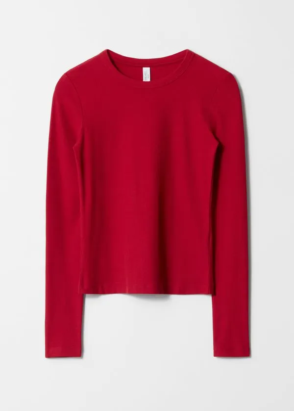 Women Tops and Tshirts and Other Stories Ribbed Top Red