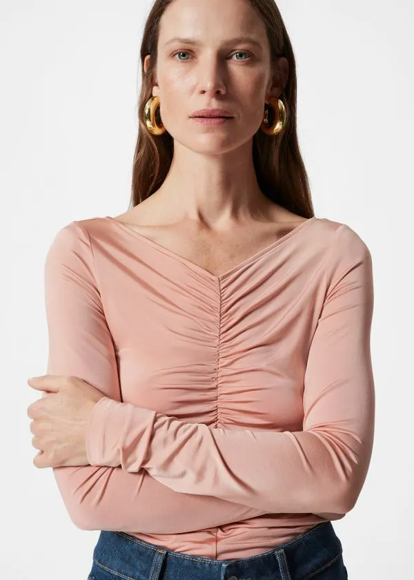 Women Tops and Tshirts and Other Stories Ruched Top Pink