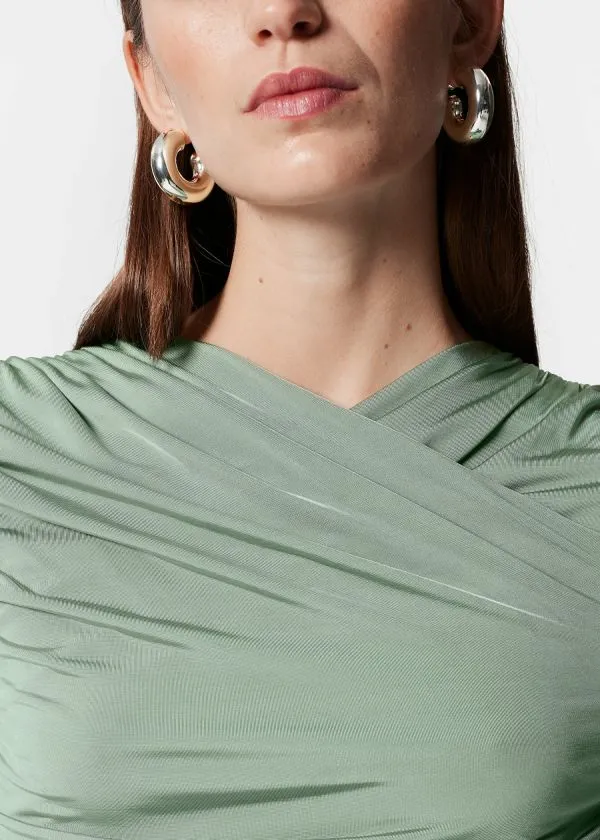 Women Tops and Tshirts and Other Stories Ruched Wrap Top Green
