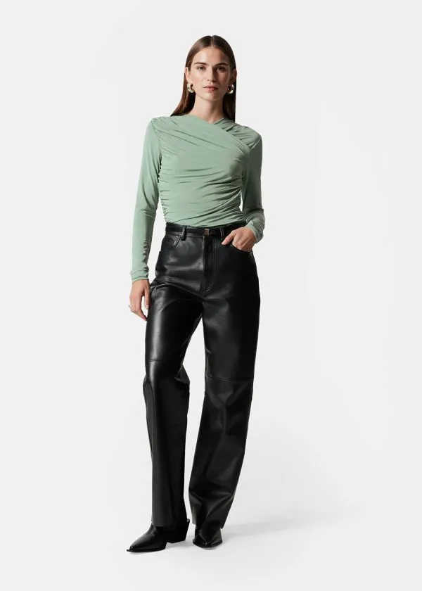 Women Tops and Tshirts and Other Stories Ruched Wrap Top Green