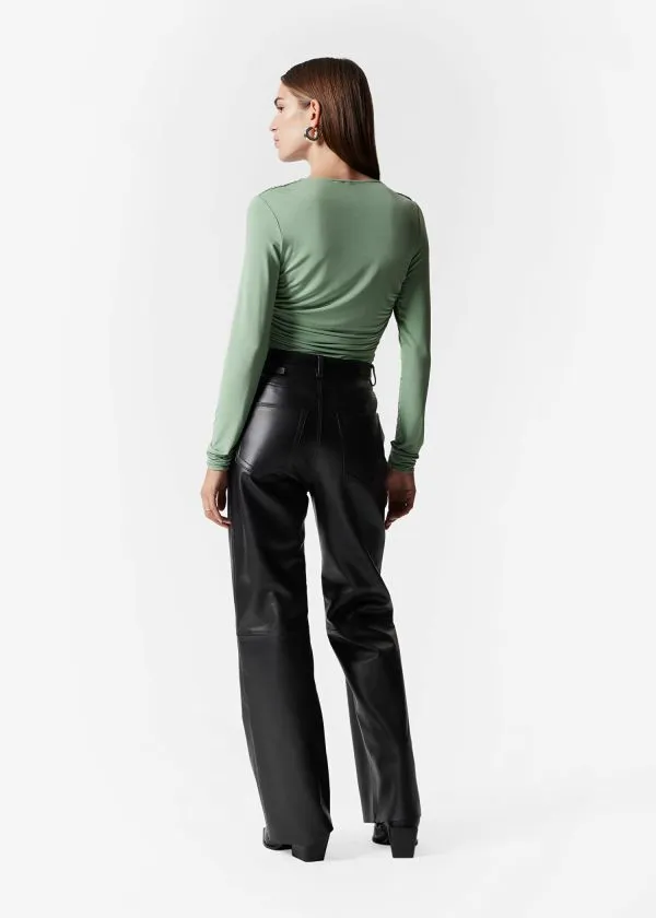 Women Tops and Tshirts and Other Stories Ruched Wrap Top Green