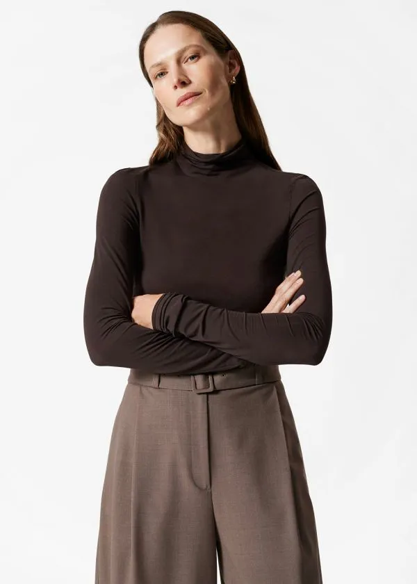 Women Tops and Tshirts and Other Stories SlimFit Turtleneck Top Brown