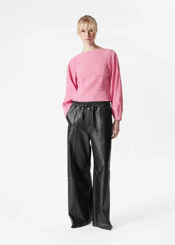 Women Tops and Tshirts and Other Stories Smocked BoatNeck Top Pink