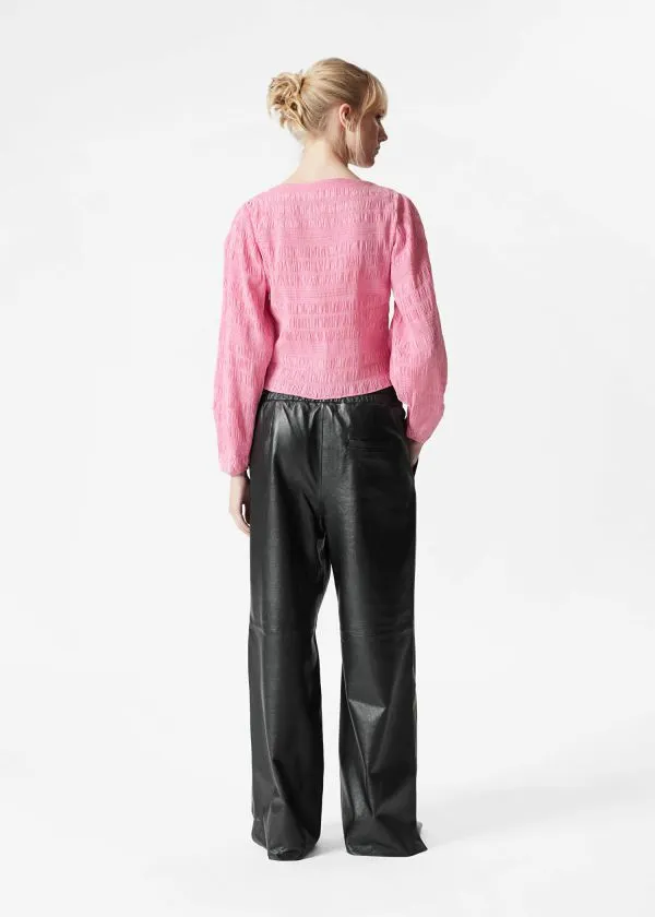Women Tops and Tshirts and Other Stories Smocked BoatNeck Top Pink