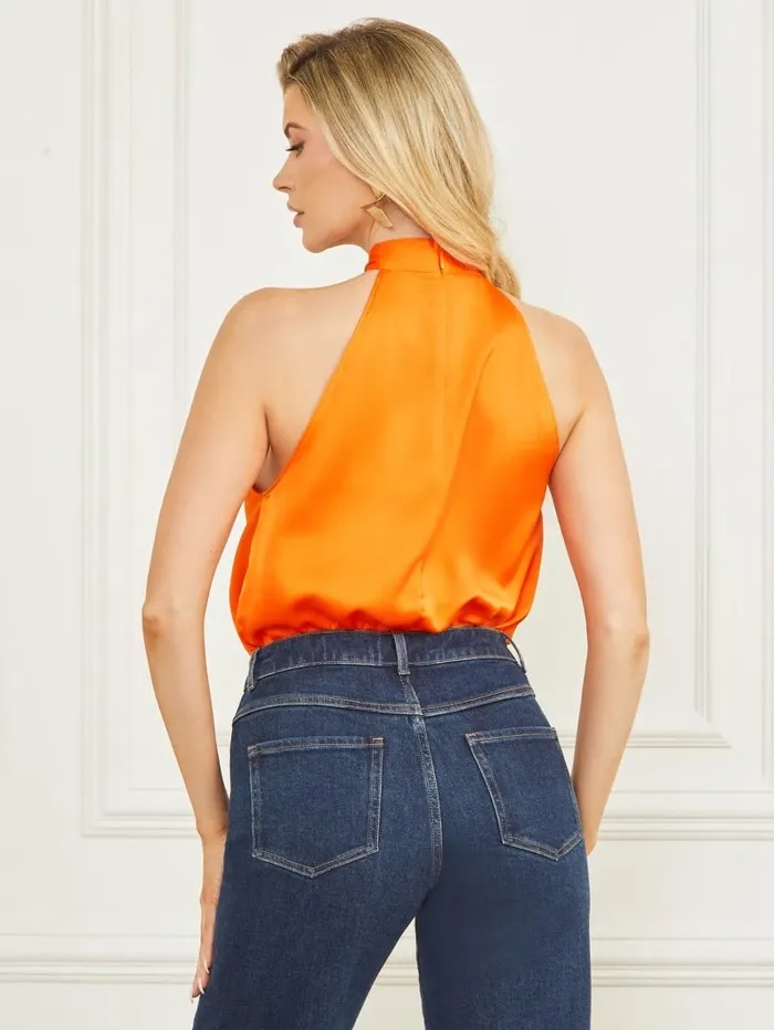 Women Tops GUESS Frida Satin Top Superlative Orange Women Tops GUESS Frida Satin Top Superlative Orange
