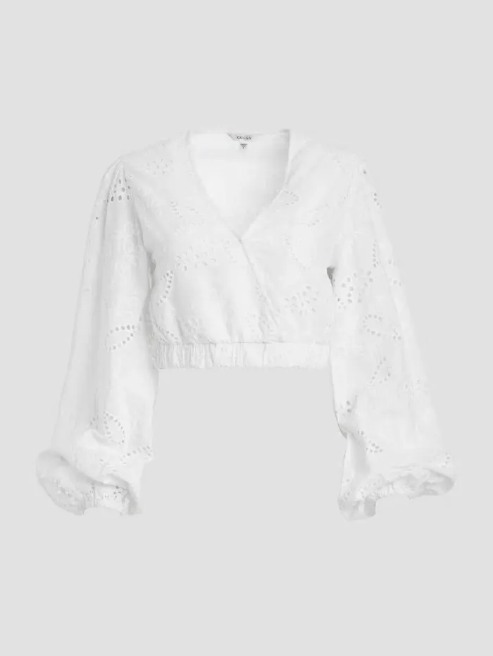 Women Tops GUESS Stella Eyelet Top Pure White