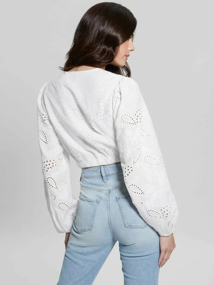 Women Tops GUESS Stella Eyelet Top Pure White