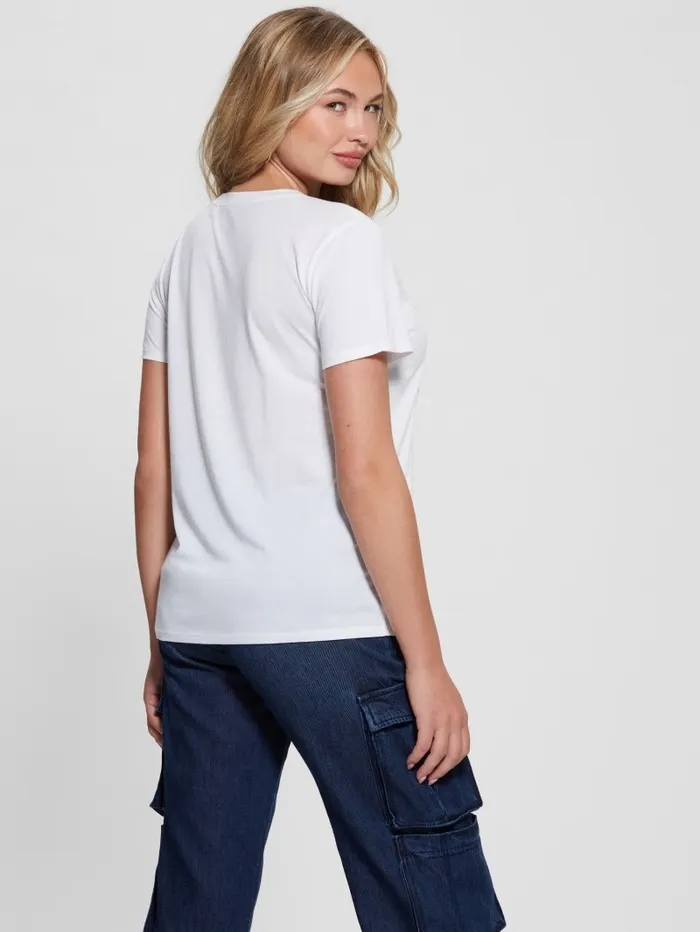 Women Tops GUESS Varsity Bear Tee Pure White Women Tops GUESS Varsity Bear Tee Pure White