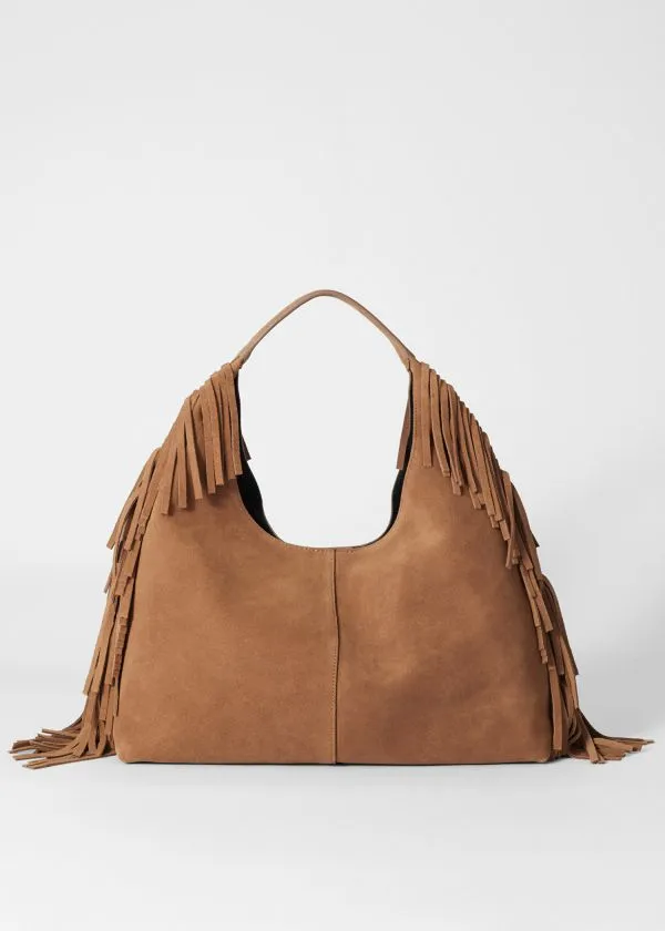 Women Tote Bags and Other Stories Fringed Suede Tote Bag Brown