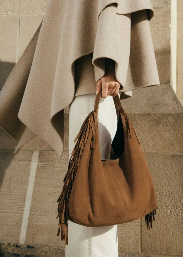 Women Tote Bags and Other Stories Fringed Suede Tote Bag Brown