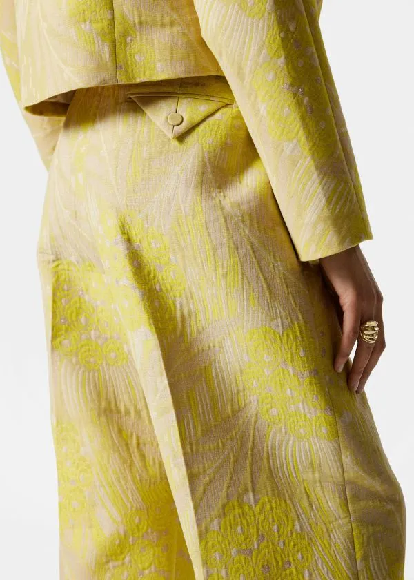 Women Trousers and Other Stories Jacquard PressCrease Trousers Yellow Jacquard
