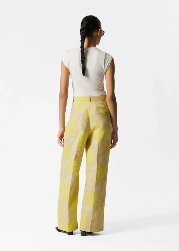 Women Trousers and Other Stories Jacquard PressCrease Trousers Yellow Jacquard