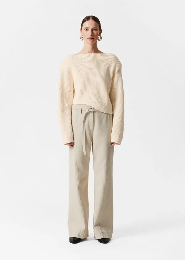 Women Trousers and Other Stories Relaxed Belted Trousers Ivory