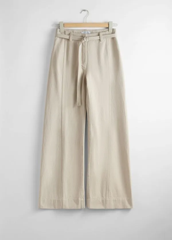 Women Trousers and Other Stories Relaxed Belted Trousers Ivory