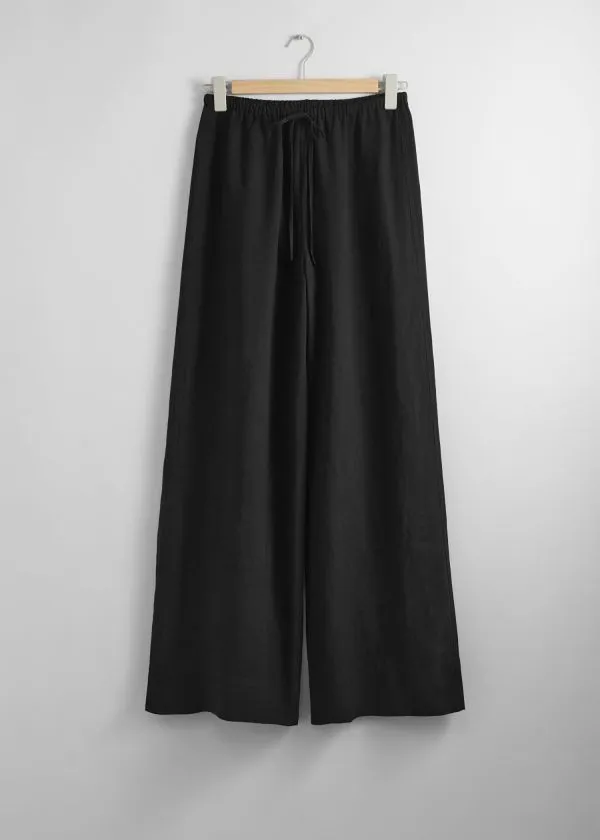 Women Trousers and Other Stories Relaxed Drawstring Trousers Black