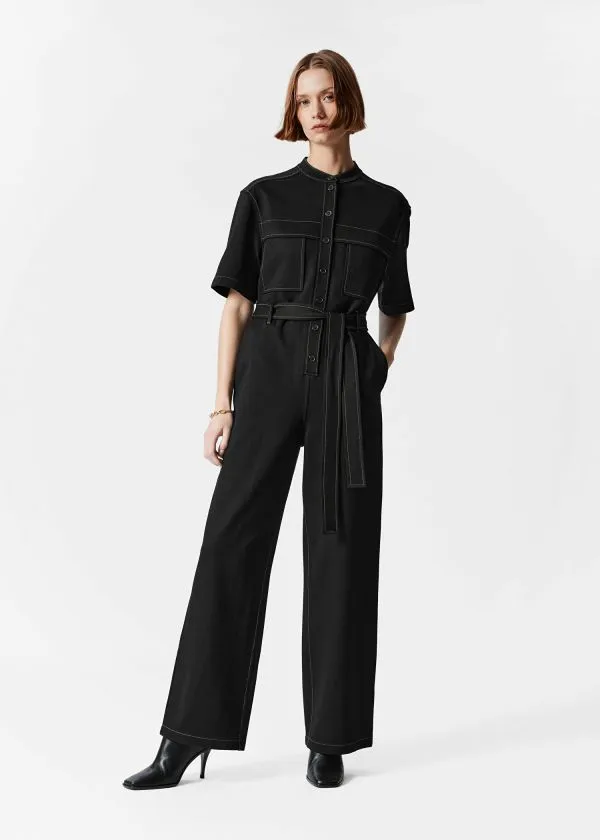 Women Trousers and Other Stories ShortSleeve Utility Jumpsuit Black