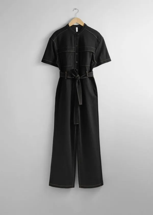 Women Trousers and Other Stories ShortSleeve Utility Jumpsuit Black