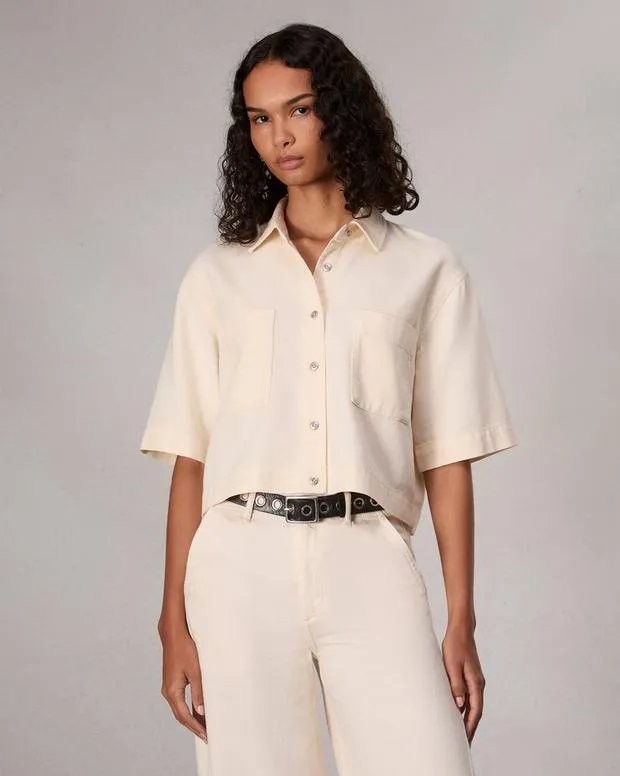 Women Ultra Featherweight Lenna Shirt Ecru FeatherweightShirts and Tops rag and bone