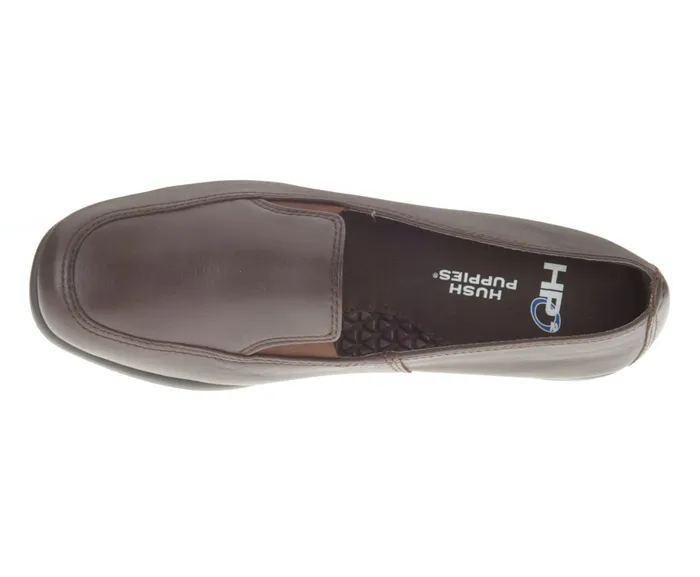 Women Walking Shoes Hush Puppies Heaven Dark Brown Leather