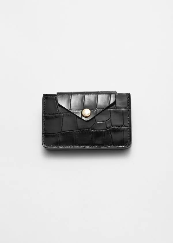 Women Wallets and Other Stories Leather Card Holder Black Croco