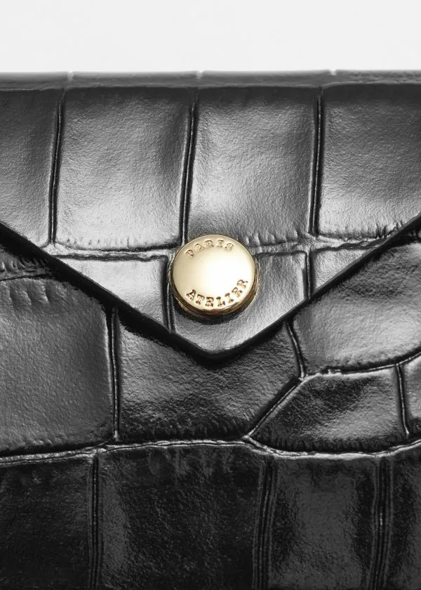 Women Wallets and Other Stories Leather Card Holder Black Croco Women Wallets and Other Stories Leather Card Holder Black Croco