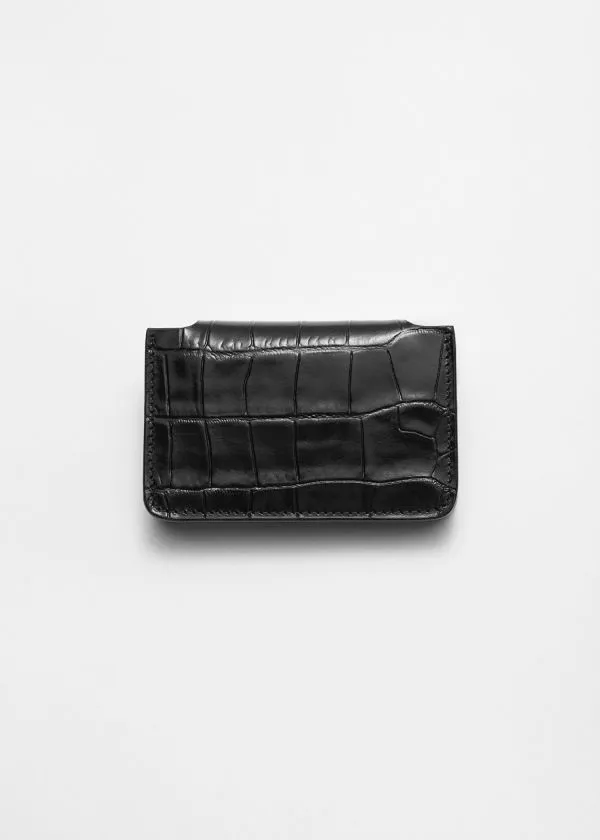 Women Wallets and Other Stories Leather Card Holder Black Croco Women Wallets and Other Stories Leather Card Holder Black Croco
