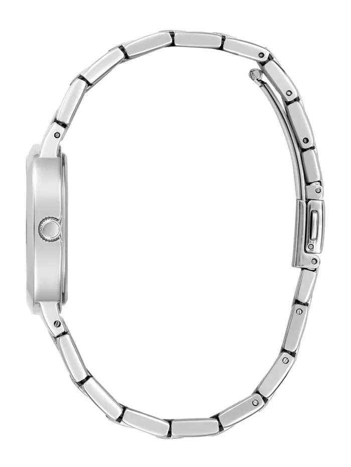 Women Watches GUESS SilverTone and Black Glitter Analog Watch Silver Women Watches GUESS SilverTone and Black Glitter Analog Watch Silver