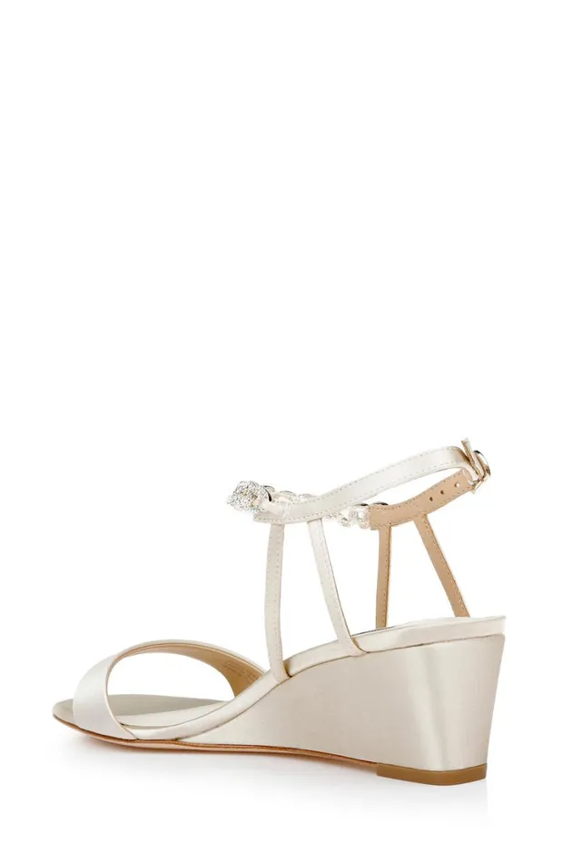 Women Wedge Badgley Mischka Kaelyn Mid Wedge Heel Ivory Satin