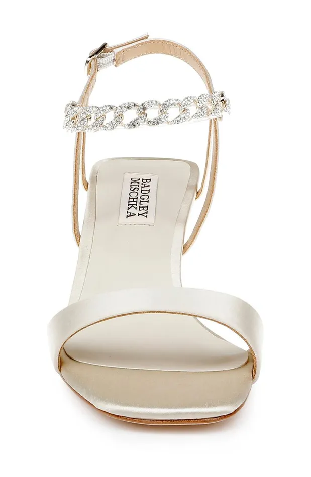 Women Wedge Badgley Mischka Kaelyn Mid Wedge Heel Ivory Satin